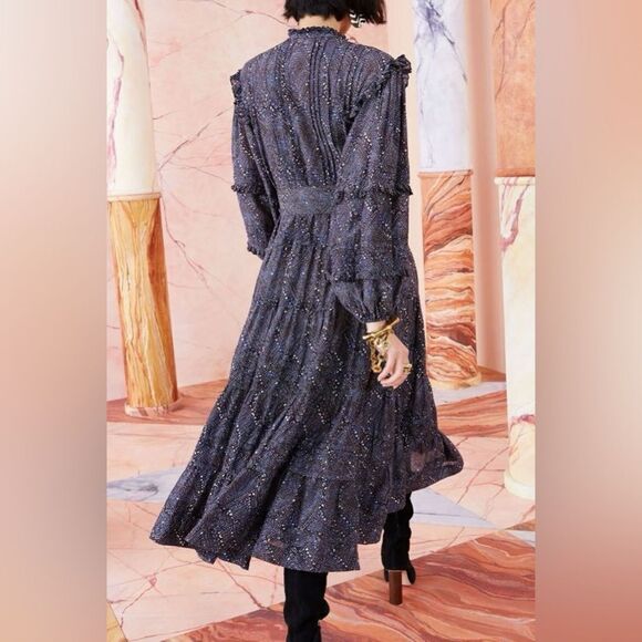 ULLA JOHNSON LAYLA DRESS with ruffle detail in blue - Picture 5 of 9